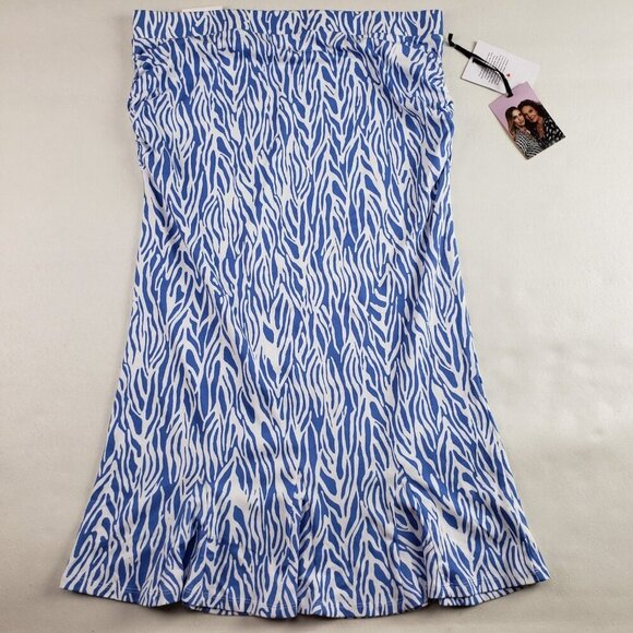 DVF x Target A Line Skirt Womens Large Blue Knit Midi Diane Von Furstenberg NEW - Picture 2 of 14